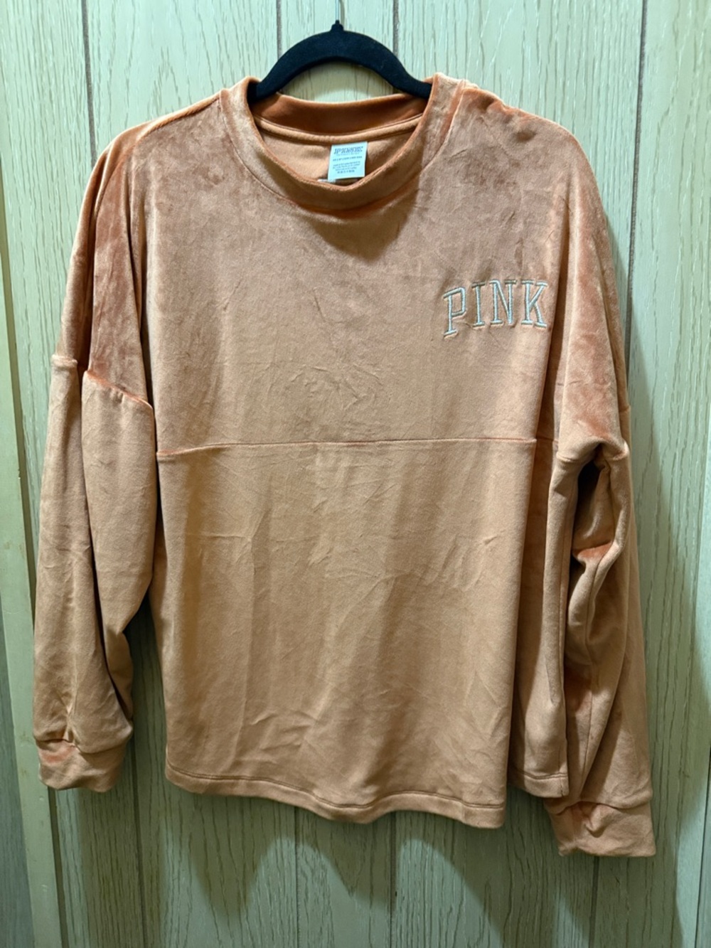PINK Victoria's Secret Velour Pullover in Rust Orange
